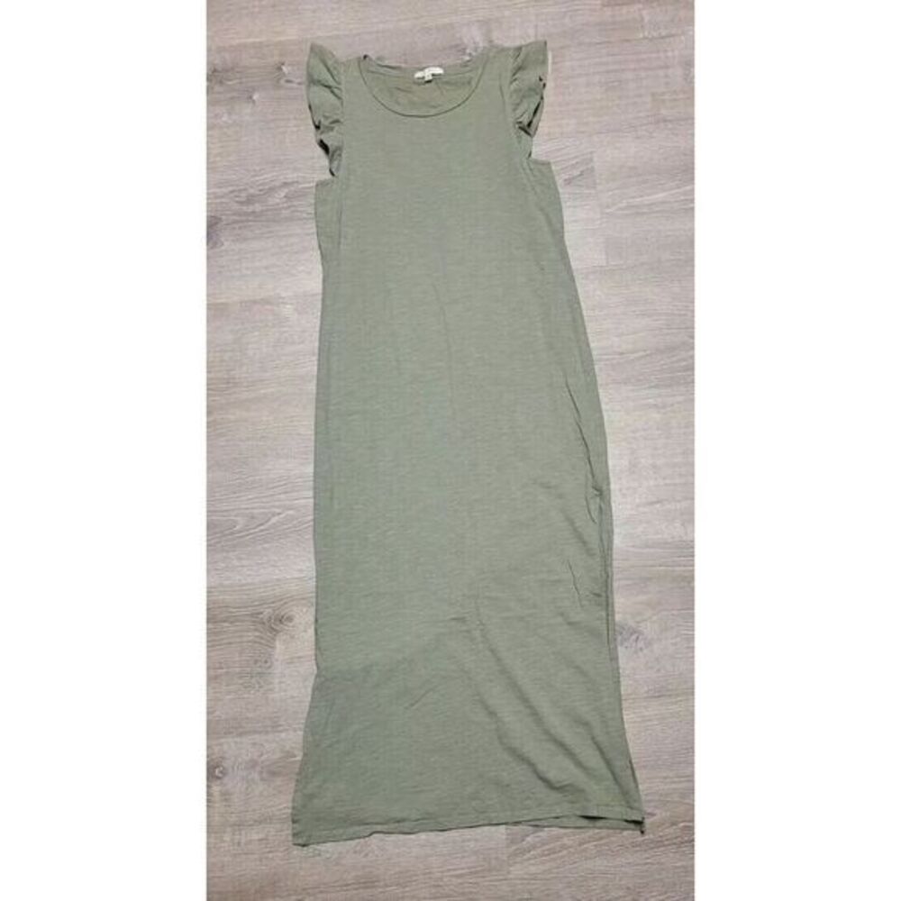 Z Supply Women's Green Blakely Ruffle Shift Midi 100% Cotton Dress Size XS